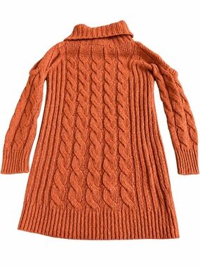 Cecil McBee Rust Cable Knit Turtleneck Sweater Dress OS Y2K